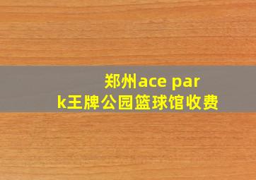 郑州ace park王牌公园篮球馆收费